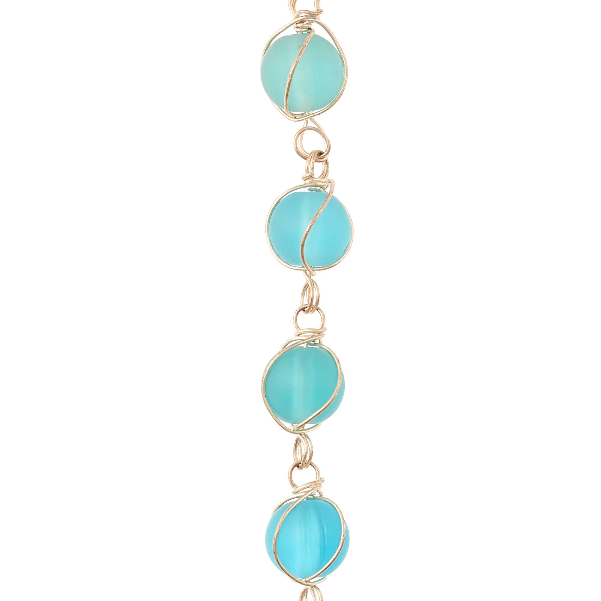 Aqua Wire-Wrapped Glass Beads, 10mm by Bead Landing™